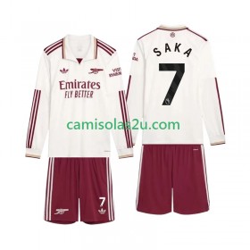 Camisolas de futebol Arsenal Saka 7 Criança Equipamento 3ª 2025/26 Manga Comprida